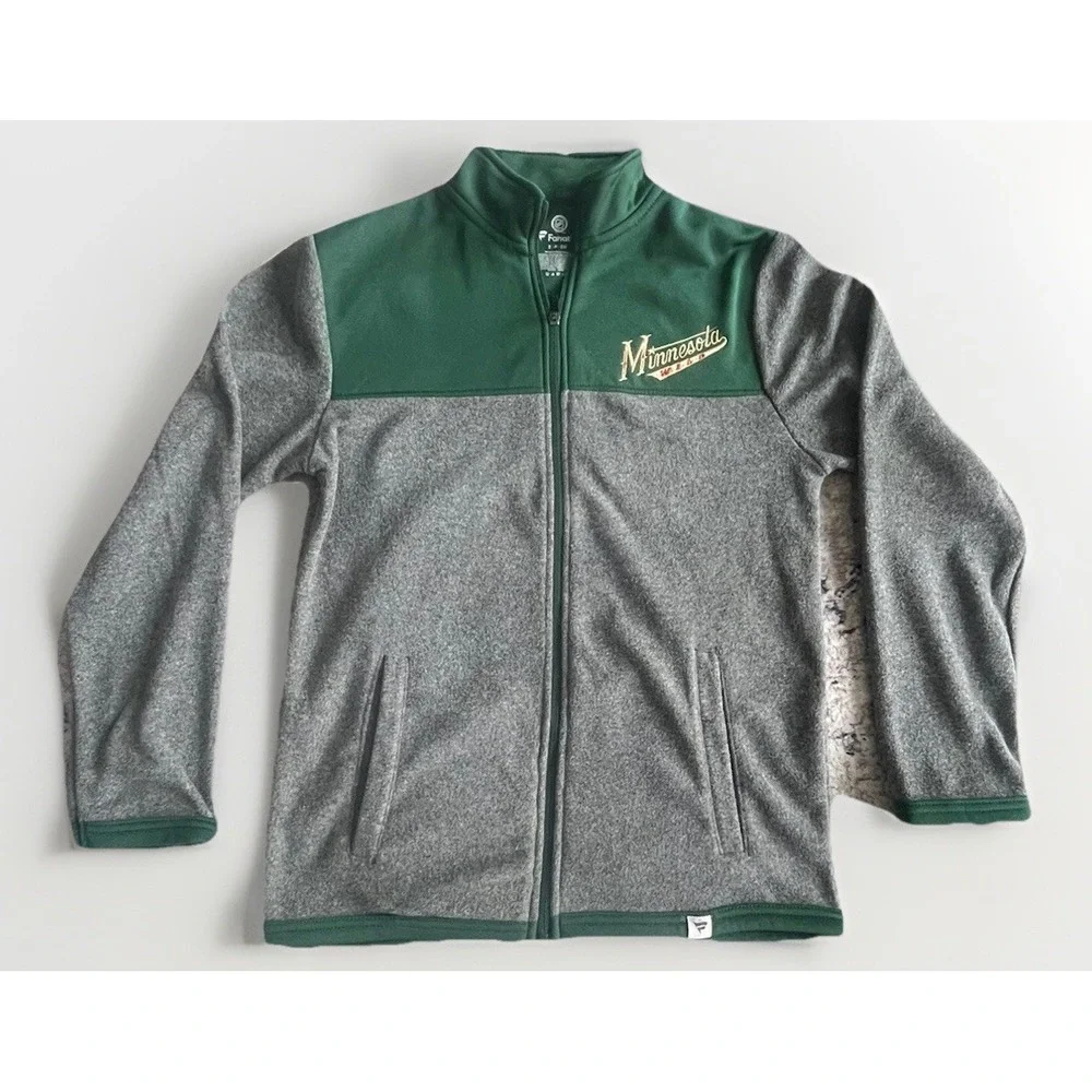 Minnesota Wild Performance Fleece Jacket Small Gray NHL‎ Full Zip Embroidered